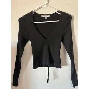 Black Long Sleeve Ribbed Top